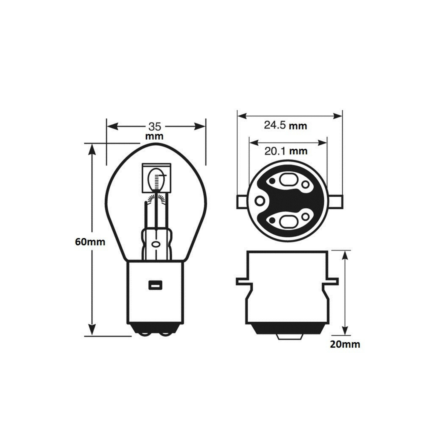 BULB Head Light 48 Volt, 55 Volt, 56 Volt 25 Watt - Universal Replacement