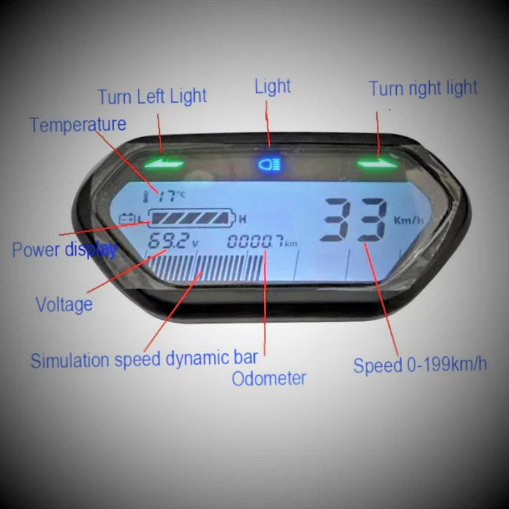 E-Bike Display - Compatible with All E-Bikes - 48 / 60 Volts - evcustom